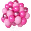 Set 10 baloane din latex chrome, flippy, model party, 23 cm, diferite nuante roz, 2.2 g