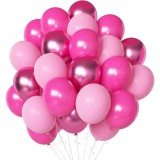 Set 10 baloane din latex chrome, flippy, model party, 23 cm, diferite nuante roz, 2.2 g