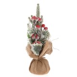 Decor de Craciun cu crengute si bobite rosii 30 cm