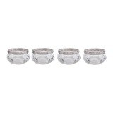 Set 4 suporturi lumanari sticla transparenta metal argintiu 6x3 cm