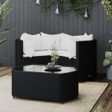 vidaXL Set mobilier relaxare grădină 4 piese cu perne poliratan negru 319744