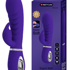 Vibrator Iepuras Prescott, 7 Moduri Vibratii, Silicon, USB, Violet, 20 cm