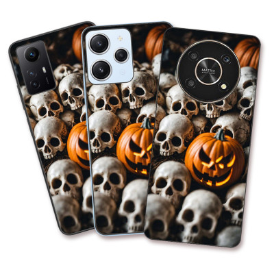 Husa Oppo Reno7 5G Silicon Gel Tpu Model Halloween Pattern Cranii si Dovleac foto