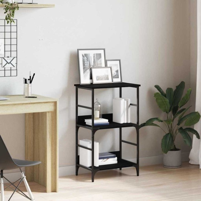 vidaXL Raft pentru cărți Stejar negru 50x33x188.5cm Lemn Ingineresc