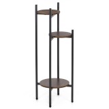 Suport pentru flori, rotund cu 3 polite, structura metalica si MDF, 32x32x81 cm, negru Household NewTrend