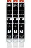 3 cartușe de imprimantă XXL compatibile cu CLI-571 BK Negru pentru Canon PIXMA