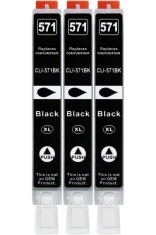 3 cartușe de imprimantă XXL compatibile cu CLI-571 BK Negru pentru Canon PIXMA