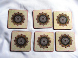 Set suporturi pahare din lemn cu mandala 39853