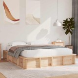 Cadru de Pat cu Spațiu de Stocare Mare, 160 x 200 cm, Lemn de Pin Solid