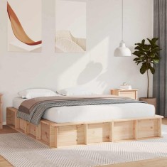 vidaXL Cadru de pat Lemn de pin masiv 150 x 200 cm Lemn de pin masiv 3385712