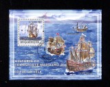 Coliță filatelică Mozambic 2009 &ndash; Istoria transportului maritim, Corăbii cu p&acirc;nze, ștampilată CTO