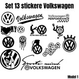 Set 13 Stickere Volkswagen , Personalizare Auto de Calitate Superioara