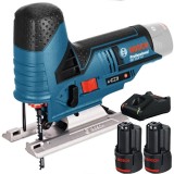 Bosch GST 12V-70 + 1600A019R8 - Fierastrau pendular + Set 2 acumulatori si incarcator Li-Ion 12 V 2 Ah