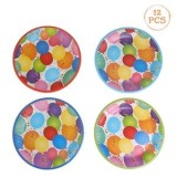 Farfurii de carton pentru petrecere, model baloane colorate, &Oslash;23cm, 12 buc, CMCLASS