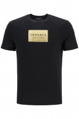 Tricou barbat Versace logo plaque t-shirt A87387 A228806 A1008 Negru foto