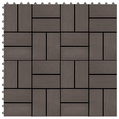 Plăci de pardoseală 11 buc, maro &amp;icirc;nchis, 30 x 30 cm, WPC, 1 mp foto
