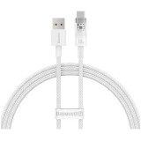 Cablu alimentare si date Baseus Explorer, Fast Charging Data Cable pt. smartphone, USB la USB Type-C 100W, senzor de temperatura, braided, 1m, alb