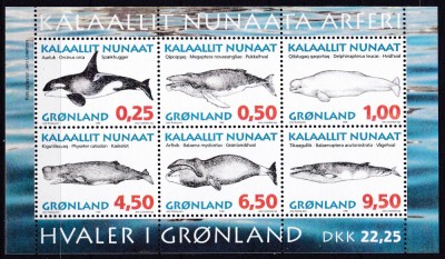 DB1 Fauna Marina Balene Groenlanda 1998 MS MNH foto