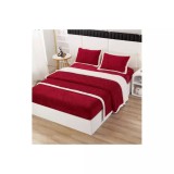 Cumpara ieftin Lenjerie cu Blanita, 4 Piese, cu Elastic Pentru Pat Dublu, Bordo - PUC110