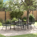 vidaXL Set de dining de grădină 7 piese cu perne Negru Ratan Poli