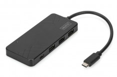 Hub USB Digitus 3-port USB 3.0 SuperSpeed cu incarcare Type C foto