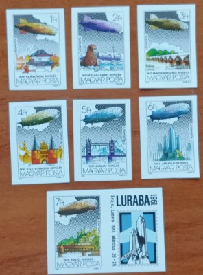 UNGARIA 1981 &amp;#039;&amp;#039;ZEPELINE&amp;#039;-Serie completa 7val -NEDANT.-RARE!!!!-MNH -NESTAMPIL.-VEZI SCAN foto