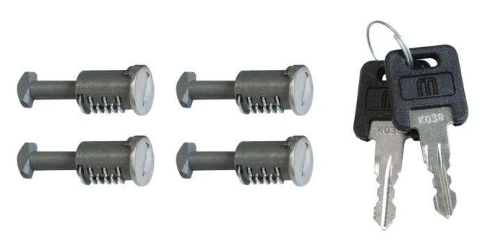 Butuci antifurt cu cheie pentru bare transversale Menabo Tiger, Omega, Delta, Professional