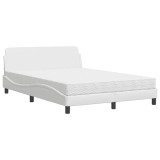 Cumpara ieftin Pat cu saltea, Dover, alb, 120x200 cm, piele ecologica