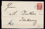 ROMANIA 1872 LP 38 e REGELE CAROL I EMISIUNEA PARIS 15 BANI BRUN ROSCAT H.CREM/PLIC CIRCULAT 1873 BOTOSANI-ITCANI GARA, Stampilat