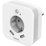 Cumpara ieftin Adaptor priza Hama, USB, 2.4 A, Senzor miscare, White