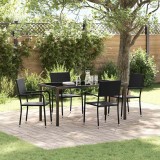 vidaXL Set de masă pentru grădină 5 pcs Negru Rattan poli