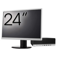 Pachet Calculator Second Hand HP ProDesk 600 G3 SFF, Intel Core i3-6100 3.70GHz, 8GB DDR4, 256GB SSD, DVD-ROM + Monitor 24&amp;quot; NewTechnology Media