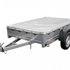 Remorcă 200x125 GARDEN TRAILER 201 KIPP cu prelata gri și roata de manevră