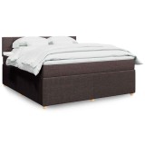 VidaXL Pat continental cu saltea maro &icirc;nchis 180x200cm material textil