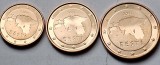 Set 3 monede 1, 2, 5 cents 2011 Estonia, unc, km#61-63