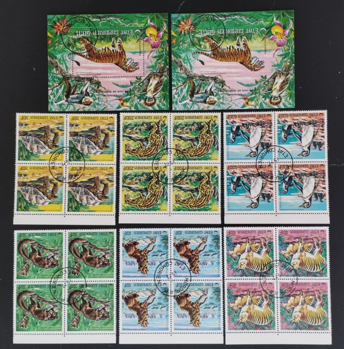 INS.COMORE-ANIMALE RARE-SERIE 4X 6 V.+ 2 COLITA DANT.+NEDANT.-Obliterate.-ICO 183D