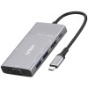 Hub USB Type-C Onten OT-95113 8 in 1, 2xUSB, SD/TF, HDMI, VGA, 3.5mm, Gri