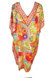 Rochie tip poncho MTL23 dama, portocaliu aprins, one size, Matase