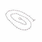 Colier reglabi ametist si perle de cultura metal argintiu 2-4mm