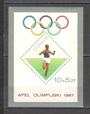 Polonia.1967 Apelul olimpic-Bl. MP.79 foto