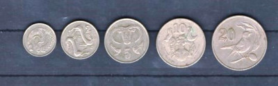 CIPRU - 1, 2, 5, 10, 50 CENTI. LOT 5 MONEDE DUPA 1980, VF foto