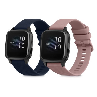 Set 2 curele pentru Garmin Venu Sq/Venu Sq Music, Kwmobile, Albastru/Roz, Silicon, 57776.08 foto