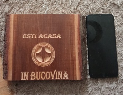 Lemn Masiv sculptat &amp;quot;Ești Acasă &amp;icirc;n Bucovina&amp;quot; foto