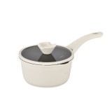 TIGAIE PENTRU SOS DIN ALUMINIU TURNAT SUB PRESIUNE SI ACOPERIRE CERAMICA CU CAPAC DIN STICLA ? 18 CM ? ZG-ACS 13 CREM