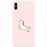 Husa silicon pentru Apple Iphone X, Cute Dog Streching