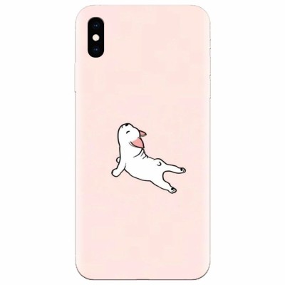 Husa silicon pentru Apple Iphone XS, Cute Dog Streching foto