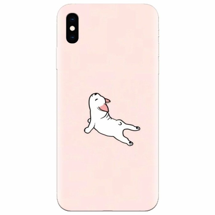 Husa silicon pentru Apple Iphone XS, Cute Dog Streching