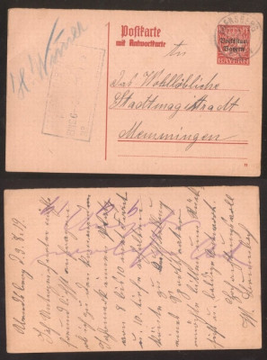 Germany Bavaria 1919 Old postal stationery to Memmingen D.873 foto