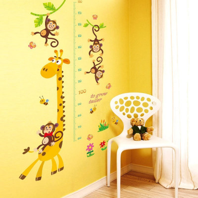 Sticker decorativ Masuratoare cu animalute,galben 145 cm, 54STK foto