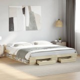 Gossi cadru de pat cu sertare stejar sonoma 200x200 cm lemn prelucrat
